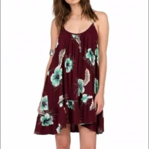 Volcom Stampede Dress with hibiscus flowers XS
